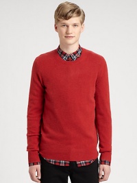 Check-pattern lends a signature accent to a luxurious cashmere pullover sweater, finished in a modern-fit silhouette that is destined to be a layering essential all season long.CrewneckRibbed knit cuffs and hemCashmereDry cleanImported Check-pattern lends a signature accent to a luxurious cashmere pullover sweater, finished in a modern-fit silhouette that is destined to be a layering essential all season long.CrewneckRibbed knit cuffs and hemCashmereDry cleanImported