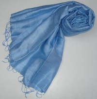 100% Silk Pashmina Shawl Wrap Throw - Sky Blue 100% Silk Pashmina Shawl Wrap Throw - Sky Blue