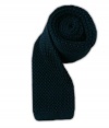 100% Silk Knit Midnight Navy Blue Skinny Tie