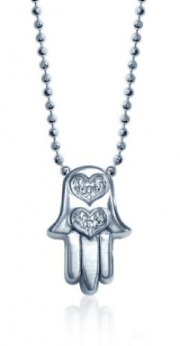 Alex Woo Little Faith Diamond and 14kt White Gold Hamsa Hand Pendant Necklace