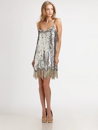 With glimmering sequins and beaded zig-zag fringe, this posh party frock couldn't be any more fabulous.Spaghetti strapsPull-on styleAllover sequinsFringe hemAbout 17 from natural waistSilkDry cleanImportedModel shown is 5'9 (175cm) wearing US size Small.This style runs true to size. We recommend ordering your usual size for a standard fit. With glimmering sequins and beaded zig-zag fringe, this posh party frock couldn't be any more fabulous.Spaghetti strapsPull-on styleAllover sequinsFringe hemAbout 17 from natural waistSilkDry cleanImportedModel shown is 5'9 (175cm) wearing US size Small.This style runs true to size. We recommend ordering your usual size for a standard fit.