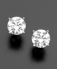 Round-cut, certified, colorless diamond earrings (3/4 ct. t.w.) are a timeless accessory, perfect for every day or a special occasion. Prong-set in 18k white gold. Round-cut, certified, colorless diamond earrings (3/4 ct. t.w.) are a timeless accessory, perfect for every day or a special occasion. Prong-set in 18k white gold.