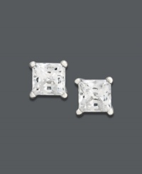 Simple, subtle, and completely glamorous. These must-have studs highlight near colorless princess-cut diamonds (1 ct. t.w.) set in 14k white gold. Approximate diameter: 5 mm. Simple, subtle, and completely glamorous. These must-have studs highlight near colorless princess-cut diamonds (1 ct. t.w.) set in 14k white gold. Approximate diameter: 5 mm.