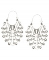 An elegant addition. Lucky Brand elevates its hoop earrings with an ornate filigree openwork embellishment for extra appeal. Crafted from silver-tone mixed metal. Approximate drop: 1-3/4 inches.