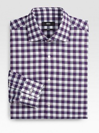 A slim-fitting dress essential is given a modern update with a vibrant gingham check pattern.Button-frontSpread collarCottonMachine washImported A slim-fitting dress essential is given a modern update with a vibrant gingham check pattern.Button-frontSpread collarCottonMachine washImported
