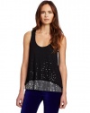 Splendid Women's Twofer Sparkle Tank, Black, Medium