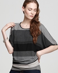 A classic striped crewneck to wear now and later updates your look for the season. A classic striped crewneck to wear now and later updates your look for the season.