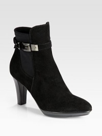 Perfectly-placed gunmetal hardware adds a hint of edge to this suede design with elasticized panels. Stacked heel, 3½ (90mm)Stacked platform, ¾ (20mm)Compares to a 2¾ heel (70mm)Weatherproof suede upper with elastic panels and metal hardwareInside zipBreathable microfiber liningSlip resistant rubber solePadded insoleMade in Italy Perfectly-placed gunmetal hardware adds a hint of edge to this suede design with elasticized panels. Stacked heel, 3½ (90mm)Stacked platform, ¾ (20mm)Compares to a 2¾ heel (70mm)Weatherproof suede upper with elastic panels and metal hardwareInside zipBreathable microfiber liningSlip resistant rubber solePadded insoleMade in Italy