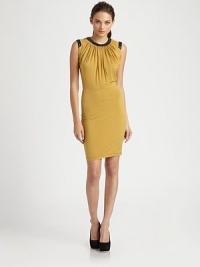 Luxe stretch jersey gently gathered in a shapely pencil shift with delicate beading at the neck and shoulders.RoundneckSleevelessSet-in waistBack keyhole openingCenter back zipperAbout 22 from natural waist94% cupro/6% spandexDry cleanMade in USA of imported fabricModel shown is 5'10 (177cm) wearing US size Small.This style runs true to size. We recommend ordering your usual size for a standard fit. Luxe stretch jersey gently gathered in a shapely pencil shift with delicate beading at the neck and shoulders.RoundneckSleevelessSet-in waistBack keyhole openingCenter back zipperAbout 22 from natural waist94% cupro/6% spandexDry cleanMade in USA of imported fabricModel shown is 5'10 (177cm) wearing US size Small.This style runs true to size. We recommend ordering your usual size for a standard fit.