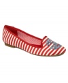 Smoking flats are even better with stripes. Tommy Hilfiger's Polly smoking moc flats feature the brand's signature logo on the vamp.