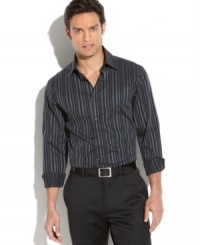 Update your white button down collection with this gray-pinstriped version from INC International Concepts. Update your white button down collection with this gray-pinstriped version from INC International Concepts.