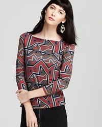 Autumn earth tones and an abstract geometric print adds color and texture to this casual, fall-ready MARC BY MARC JACOBS top.