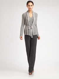 A subtly knit animal pattern elevates this tie-front topper.Shawl collarLong sleevesDrawstring waist with sash tieAbout 24 from shoulder to hem76% viscose/12% polyamide/10% alpaca/2% woolDry cleanMade in Italy of imported fabricModel shown is 5'11 (180cm) wearing US size 4. A subtly knit animal pattern elevates this tie-front topper.Shawl collarLong sleevesDrawstring waist with sash tieAbout 24 from shoulder to hem76% viscose/12% polyamide/10% alpaca/2% woolDry cleanMade in Italy of imported fabricModel shown is 5'11 (180cm) wearing US size 4.