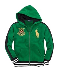A classic zip-up hoodie features signature Big Pony embroidery for sporty style. A classic zip-up hoodie features signature Big Pony embroidery for sporty style.