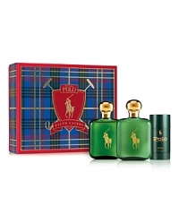 This holiday, celebrate the heritage of the classic sporting tradition with Polo. The three-piece holiday collection features 4.2 oz. Eau de Toilette, 4.2 oz. After Shave and 2.6 oz. Deodorant. This holiday, celebrate the heritage of the classic sporting tradition with Polo. The three-piece holiday collection features 4.2 oz. Eau de Toilette, 4.2 oz. After Shave and 2.6 oz. Deodorant.