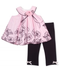 She'll be the sweetest rose around in this whimsical tuinc and legging set from Rare Editions.