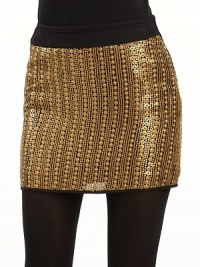 THE LOOKWide waistbandSide zip closureAllover sequinsTHE FITAbout 14 from natural waistTHE MATERIALSilk; lining: 70% rayon/30% nylonCARE & ORIGINDry cleanImported THE LOOKWide waistbandSide zip closureAllover sequinsTHE FITAbout 14 from natural waistTHE MATERIALSilk; lining: 70% rayon/30% nylonCARE & ORIGINDry cleanImported