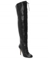 Over-the-top sexy. Truth or Dare by Madonna's Deserrae over-the-knee platform boots feature an inside half zipper and a shaft that laces all the way up.