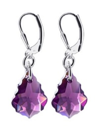 SCER302 Sterling Silver Baroque Amethyst Crystal Earrings Made with Swarovski Elements SCER302 Sterling Silver Baroque Amethyst Crystal Earrings Made with Swarovski Elements