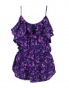 Rebecca Taylor Womens Purple Cobalt Batik Silk Ruffled Scoop Tank Top 4