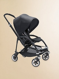 Light and sleek, compact and convenient, the Bee is flexible and car seat adaptable, designed to accommodate children from newborns through toddlers. What you get: Lightweight aluminum chassis on wheelsWashable 600-dernier nylon seat unitRain coverUnderseat storage basket What it does:Compact Light and sleek, compact and convenient, the Bee is flexible and car seat adaptable, designed to accommodate children from newborns through toddlers. What you get: Lightweight aluminum chassis on wheelsWashable 600-dernier nylon seat unitRain coverUnderseat storage basket What it does:Compact
