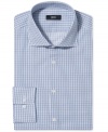 This handsome plaid Hugo Boss dress shirt will have you working it at work.