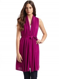 THE LOOKDraped collar Tie-front Sleeveless Long silhouetteTHE FITAbout 37 from shoulder to hemTHE MATERIALSilkCARE & ORIGINDry clean Imported THE LOOKDraped collar Tie-front Sleeveless Long silhouetteTHE FITAbout 37 from shoulder to hemTHE MATERIALSilkCARE & ORIGINDry clean Imported