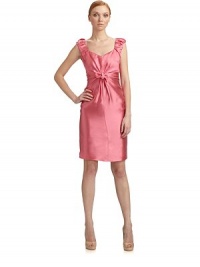 An utterly charming bow highlights the front of this ladylike sheath with ruched detailing and shirred straps.V-neck Sleeveless Shirred tank straps Ruched at the center front Single bow accent Side zip closure About 38 from shoulder to waist Rayon lining Silk Dry clean Made in Italy An utterly charming bow highlights the front of this ladylike sheath with ruched detailing and shirred straps.V-neck Sleeveless Shirred tank straps Ruched at the center front Single bow accent Side zip closure About 38 from shoulder to waist Rayon lining Silk Dry clean Made in Italy