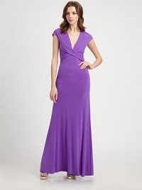 Silk crepe jersey, in a floor-length silhouette finished with an artful cross-front bodice.V necklineCap sleevesCriss-cross frontConcealed back zipAbout 45 from natural waistSilkDry cleanImportedModel shown is 5'10 (177cm) wearing US size 4. Silk crepe jersey, in a floor-length silhouette finished with an artful cross-front bodice.V necklineCap sleevesCriss-cross frontConcealed back zipAbout 45 from natural waistSilkDry cleanImportedModel shown is 5'10 (177cm) wearing US size 4.