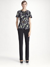 This elegant, timeless straight-leg silhouette is finished with sharp leg creases.Self waist bandCreased legSide zip closureSilk/woolDry cleanMade in Italy of imported fabricModel shown is 5'10 (177cm) wearing US size 4. This elegant, timeless straight-leg silhouette is finished with sharp leg creases.Self waist bandCreased legSide zip closureSilk/woolDry cleanMade in Italy of imported fabricModel shown is 5'10 (177cm) wearing US size 4.