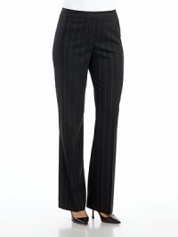 THE LOOKPencil-and satin-striped fabricWide waistband with bar-and-loop closeFront zipperTHE FITRise, about 9Inseam, about 34THE MATERIALWoolCARE & ORIGINDry cleanImported THE LOOKPencil-and satin-striped fabricWide waistband with bar-and-loop closeFront zipperTHE FITRise, about 9Inseam, about 34THE MATERIALWoolCARE & ORIGINDry cleanImported