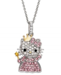 Royal and resplendent. Hello Kitty's sweet princess pendant is set in sterling silver with 14k gold over sterling silver accents and clear and pink pave crystals for a hint of shine. Approximate length: 18 inches. Approximate drop: 1 inch. Royal and resplendent. Hello Kitty's sweet princess pendant is set in sterling silver with 14k gold over sterling silver accents and clear and pink pave crystals for a hint of shine. Approximate length: 18 inches. Approximate drop: 1 inch.