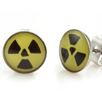 Trendy Stainless Steel Nuclear Symbol Stud Earrings for Men (Black Yellow) Trendy Stainless Steel Nuclear Symbol Stud Earrings for Men (Black Yellow)