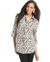 A brushstroke dot print adds an artsy vibe to this button-up blouse from Style&co.
