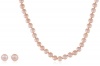 Pink Freshwater Cultured Pearl Girl's Necklace and Earrings Set with Sterling Silver Clasp (6-6.5mm ), 15