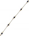 Ward off evil spirits and bring in loads of good luck. Studio Silver's Evil Eye bracelet features colorful stations crafted from glass. Chain and setting crafted in 18k gold over sterling silver. Approximate length: 7-1/2 inches.