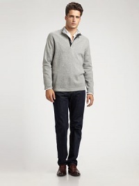 A must-have layer that never fails, designed with a unique zip/button placket and the softness of heathered cotton. Zip/button placket 94% cotton/6% nylon Machine wash Imported A must-have layer that never fails, designed with a unique zip/button placket and the softness of heathered cotton. Zip/button placket 94% cotton/6% nylon Machine wash Imported