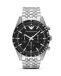 In town, and on business, this Emporio Armani watch is a self-assured acquisition, crafted of stainless steel with a bold, matte black dial. In town, and on business, this Emporio Armani watch is a self-assured acquisition, crafted of stainless steel with a bold, matte black dial.