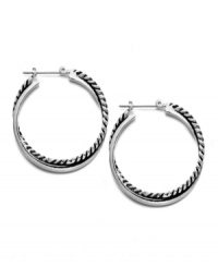 A stylish new spin. Hoop earrings are always a fashionable favorite in jewelry, but this Lauren by Ralph Lauren version literally takes on a modern twist. Set in silver tone mixed metal. Approximate diameter: 1-1/4 inches. A stylish new spin. Hoop earrings are always a fashionable favorite in jewelry, but this Lauren by Ralph Lauren version literally takes on a modern twist. Set in silver tone mixed metal. Approximate diameter: 1-1/4 inches.