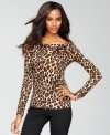 Animal print adds wild appeal to a foldover-neckline top from INC. Try it on or off the shoulders!