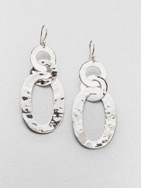 Three links of hammered sterling silver in a chic drop design. Sterling silverDrop, about 2.5Hook backImported 