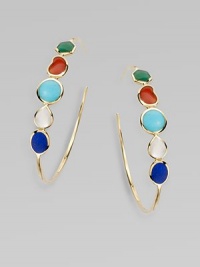 From the Polished Rock Candy Collection. Five stones, five colors and five shapes in this bright and beautiful design formed of a rich rainbow of semiprecious stones in gleaming gold.Mother-of-pearl, lapis, gold green agate, dyed red agate and turquoise18k yellow goldDiameter, about 1¾Post backImported From the Polished Rock Candy Collection. Five stones, five colors and five shapes in this bright and beautiful design formed of a rich rainbow of semiprecious stones in gleaming gold.Mother-of-pearl, lapis, gold green agate, dyed red agate and turquoise18k yellow goldDiameter, about 1¾Post backImported