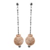 Studio 925 Bingle Bangle Italian Sterling Silver with Rose Gold Vermeil, Diamond cut Beads Earrings