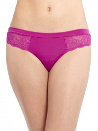 THE LOOKElastic banded waistSleek middle panelOpen weave lace detailsLow-rise thong silhouetteMesh backTHE MATERIAL84% polyester/16% spandexPartially linedCARE & ORIGINMachine washImported THE LOOKElastic banded waistSleek middle panelOpen weave lace detailsLow-rise thong silhouetteMesh backTHE MATERIAL84% polyester/16% spandexPartially linedCARE & ORIGINMachine washImported