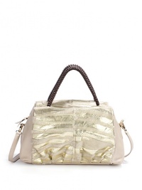THE LOOKRectangle shapeBraided top handles Removable shoulder strapTop zip closureZebra print hair calf panelsLeather side panelsInside metal logo detailOne inside zip pocketOne inside open pocketTHE MEASUREMENTTop handles 5 dropShoulder strap 21 drop13W X 8H X 7DTHE MATERIALHair calf and leatherFully linedORIGINMade in Italy THE LOOKRectangle shapeBraided top handles Removable shoulder strapTop zip closureZebra print hair calf panelsLeather side panelsInside metal logo detailOne inside zip pocketOne inside open pocketTHE MEASUREMENTTop handles 5 dropShoulder strap 21 drop13W X 8H X 7DTHE MATERIALHair calf and leatherFully linedORIGINMade in Italy