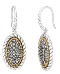 A shapely mix of sparkle and shine. Genevieve & Grace's oval-shaped drop earrings are crafted from sterling silver and 18k gold over sterling silver with glittering marcasite accents. Approximate drop: 1-1/2 inches. A shapely mix of sparkle and shine. Genevieve & Grace's oval-shaped drop earrings are crafted from sterling silver and 18k gold over sterling silver with glittering marcasite accents. Approximate drop: 1-1/2 inches.