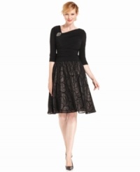 Luxurious touches make this petite SL Fashions dress a decadent choice for an evening occasion! You'll love the A-line fit, jeweled embellishment and velvety scroll through the skirt. Luxurious touches make this petite SL Fashions dress a decadent choice for an evening occasion! You'll love the A-line fit, jeweled embellishment and velvety scroll through the skirt.