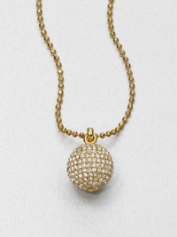 Add a touch of sparkle with this stone encrusted ball pendant on a ball chain. GlassGoldtoneLength, about 16Toggle closureImported 