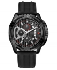Zip through your busy schedule in style with this chic, multi-tasking watch from GUESS. Zip through your busy schedule in style with this chic, multi-tasking watch from GUESS.