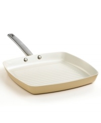 Embrace a healthier approach to prepping your favorite dishes. A ceramic nonstick interior and aluminum body promote low-fat to no-fat cooking with a quick release surface that evenly heats food and cleans up quick. The classic straight-sided shape keeps messes and spills inside the pan, and riveted stainless steel handles provide a secure, confident grip. Lifetime warranty. Embrace a healthier approach to prepping your favorite dishes. A ceramic nonstick interior and aluminum body promote low-fat to no-fat cooking with a quick release surface that evenly heats food and cleans up quick. The classic straight-sided shape keeps messes and spills inside the pan, and riveted stainless steel handles provide a secure, confident grip. Lifetime warranty.